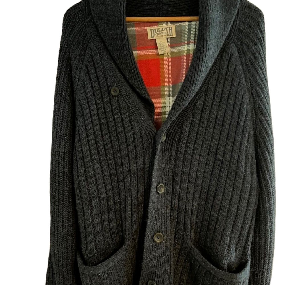 Duluth Navy Blue Wool/Alpaca Shawl Collar Cardigan